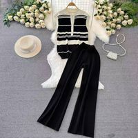Outdoor Daily Women's Casual Stripe Polyester Pants Sets sku image 1