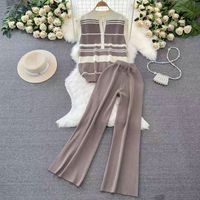 Outdoor Daily Women's Casual Stripe Polyester Pants Sets sku image 2