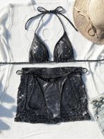 Frau Sexy Einfarbig 3-Teiliges Set Bikinis Bademode main image 3