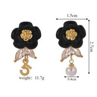 1 Pair Simple Style Classic Style Flower Plating Inlay Copper Zircon Gold Plated Drop Earrings main image 2