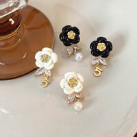1 Pair Simple Style Classic Style Flower Plating Inlay Copper Zircon Gold Plated Drop Earrings main image 6