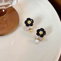 1 Pair Simple Style Classic Style Flower Plating Inlay Copper Zircon Gold Plated Drop Earrings main image 7