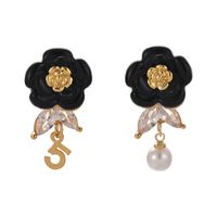 1 Pair Simple Style Classic Style Flower Plating Inlay Copper Zircon Gold Plated Drop Earrings main image 8