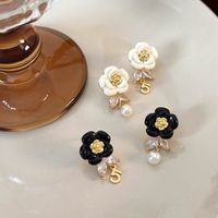 1 Pair Simple Style Classic Style Flower Plating Inlay Copper Zircon Gold Plated Drop Earrings main image 9
