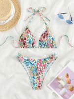 Femmes Petites Fleurs Ensemble 2 Pièces Bikinis Maillots De Bain main image 1