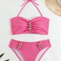 Women's Solid Color 2 Pieces Set Bikinis Swimwear main image 5