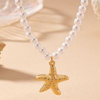 Fairy Style Starfish Artificial Pearl Women's Pendant Necklace main image 3