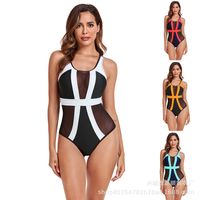 Femmes Sexy Bloc De Couleur 1 Pièce Une Seule Pièce Maillots De Bain main image 1