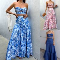 Daily Women's Vacation Tropical Polyester Bowknot Skirt Sets Skirt Sets main image video