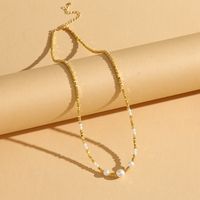 Elegant Simple Style Geometric Glass Pearl Black Pointed Gold Beaded 18K Gold Plated Women's Necklace main image 6