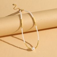 Elegant Simple Style Geometric Glass Pearl Black Pointed Gold Beaded 18K Gold Plated Women's Necklace main image 5