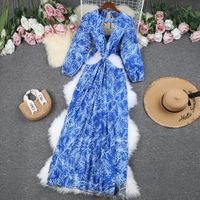 Women's Swing Dress Vacation Round Neck Long Sleeve Color Block Maxi Long Dress Outdoor Daily Beach main image 4