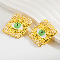 1 Paar Elegant Luxuriös Auge Überzug Inlay Zinklegierung Harz Perle Vergoldet Ohrstecker main image 4