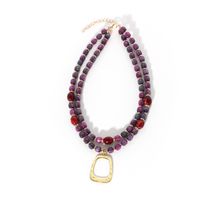Elegant Retro Color Block Alloy Plastic Beaded Women's Layered Necklaces sku image 1