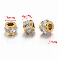 10 PCS/Package Diameter 7 Mm Hole 3~3.9mm Stainless Steel Rhinestones 18K Gold Plated Solid Color Polished Spacer Bars main image 2