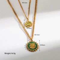 Stainless Steel 18K Gold Plated Modern Style Cool Style Sun Enamel Double Layer Necklaces sku image 1