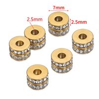 10 PCS/Package Diameter 7 Mm Hole 2~2.9mm Stainless Steel Zircon 18K Gold Plated Round Polished Spacer Bars main image 2
