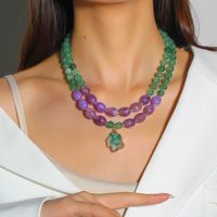 Retro Exaggerated Color Block Resin Beaded Women's Layered Necklaces main image 1