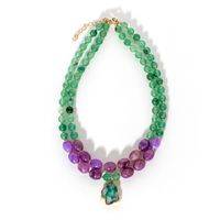 Retro Exaggerated Color Block Resin Beaded Women's Layered Necklaces sku image 1