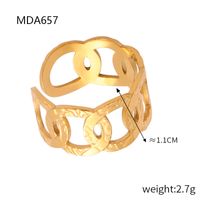 Titanium Steel 18K Gold Plated Elegant Simple Style Solid Color Plating Open Rings Rings sku image 8