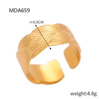 Titanium Steel 18K Gold Plated Elegant Simple Style Solid Color Plating Open Rings Rings sku image 10