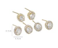 Copper Simple Style Classic Style Solid Color Inlay Zircon Ear Studs main image 2