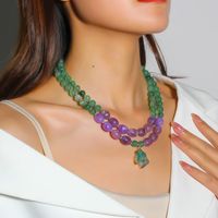 Retro Exaggerated Color Block Resin Beaded Women's Layered Necklaces main image 5
