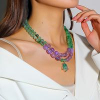 Retro Exaggerated Color Block Resin Beaded Women's Layered Necklaces main image 6