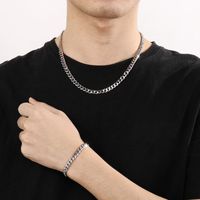 Stainless Steel Titanium Steel 18K Gold Plated Hip-Hop Solid Color Bracelets Necklace main image 6