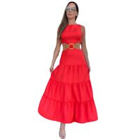 Women's Regular Dress Elegant U Neck Sleeveless Solid Color Maxi Long Dress Daily Beach main image 2