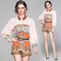 Daily Date Women's Vintage Style Printing Polyester Pants Sets Shorts Sets main image 3