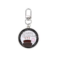 Simple Style Round Letter Cake Alloy Enamel Plating Birthday Bag Pendant Keychain main image 6