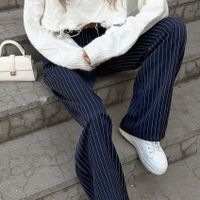 Women's Daily Simple Style Stripe Full Length Pocket Casual Pants main image 4