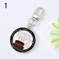 Simple Style Round Letter Cake Alloy Enamel Plating Birthday Bag Pendant Keychain sku image 1