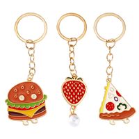 IG Style Simple Style Dog Hamburger Strawberry Alloy Enamel Plating Inlay Pearl Bag Pendant Keychain main image 4