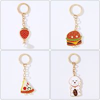 IG Style Simple Style Dog Hamburger Strawberry Alloy Enamel Plating Inlay Pearl Bag Pendant Keychain main image 6