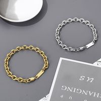 Stainless Steel 18K Gold Plated Hip-Hop Solid Color Bracelets Necklace main image 5