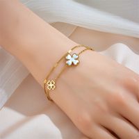 Titanium Steel 18K Gold Plated Sweet Simple Style Number Daisy Acrylic Bracelets Earrings Necklace sku image 1