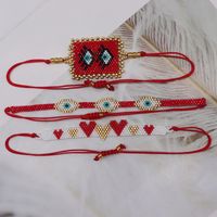 Simple Style Classic Style Devil's Eye Heart Shape Polyester Glass Knitting Women's Bracelets main image 4