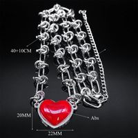 Hip-Hop Cool Style Heart Shape Stainless Steel ABS Pendant Necklace main image 2