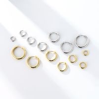 1 Pair Simple Style Commute Round Plating Sterling Silver White Gold Plated Gold Plated Earrings main image 3
