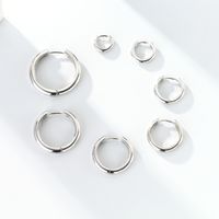 1 Pair Simple Style Commute Round Plating Sterling Silver White Gold Plated Gold Plated Earrings main image 4