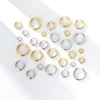1 Pair Simple Style Commute Round Plating Sterling Silver White Gold Plated Gold Plated Earrings main image 1