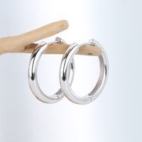 1 Pair Simple Style Commute Round Plating Sterling Silver White Gold Plated Gold Plated Earrings main image 9