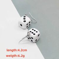 1 Piece Rock Simple Style Classic Style Dice Three-dimensional Resin Drop Earrings main image 2