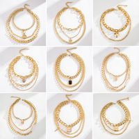Hip-Hop Solid Color Alloy Layered Women's Three Layer Necklace main image 1