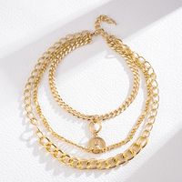 Hip-Hop Solid Color Alloy Layered Women's Three Layer Necklace main image 2