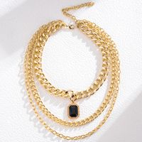 Hip-Hop Solid Color Alloy Layered Women's Three Layer Necklace main image 6