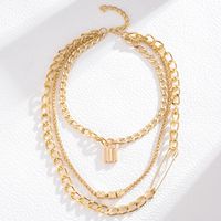 Hip-Hop Solid Color Alloy Layered Women's Three Layer Necklace main image 7
