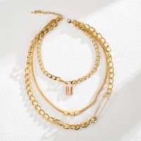 Hip-Hop Solid Color Alloy Layered Women's Three Layer Necklace main image 8